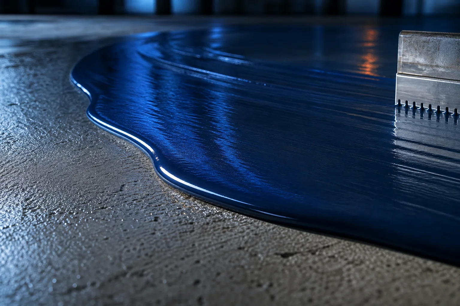 High-viscosity resin body coat flowing slowly into a continuous level layer