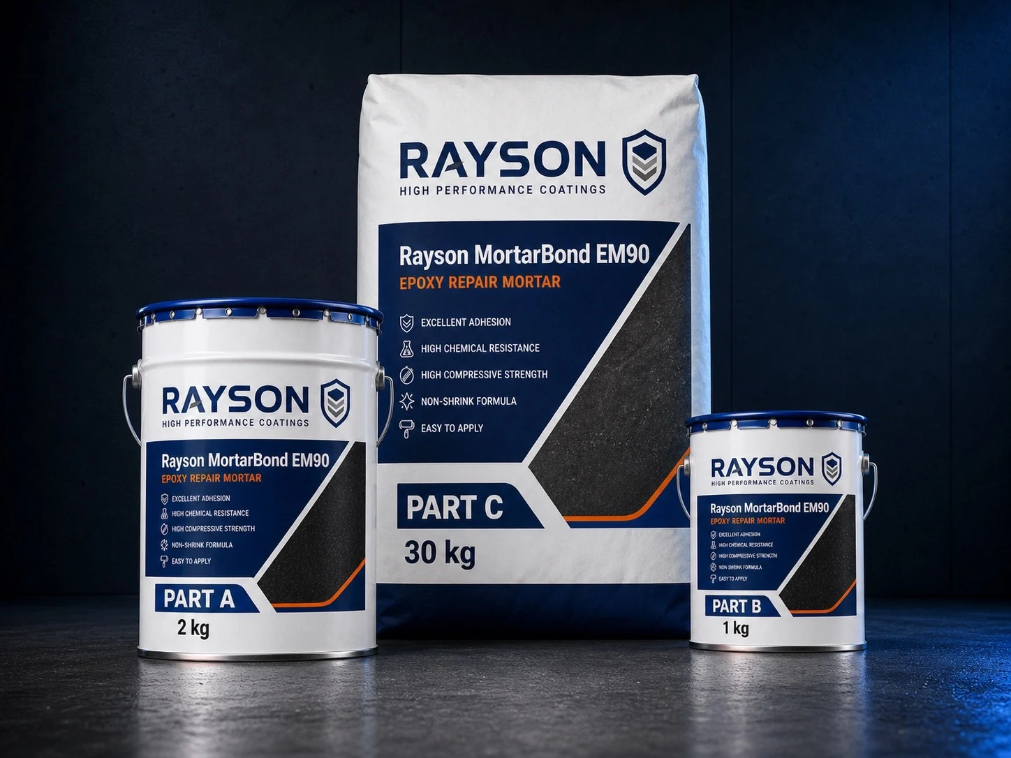 Rayson MortarBond EM90 real product packaging and supplied components